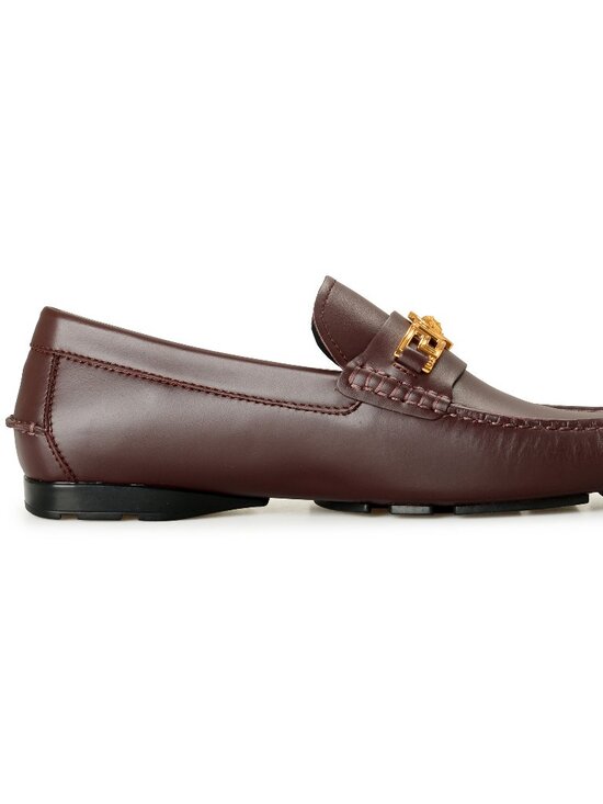 Versace Men\'s Burgundy 100% Leather Gold Medusa Driver Loafers Shoes US 7 IT 40 main image 7